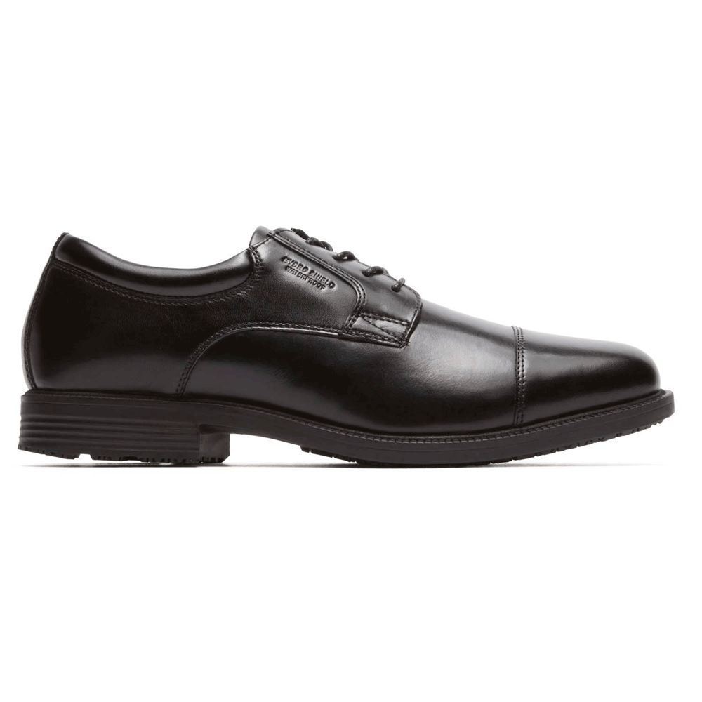 Rockport Essential Details Waterproof Cap Toe - Mens Oxfords - Black - NZ (IZC-263985)